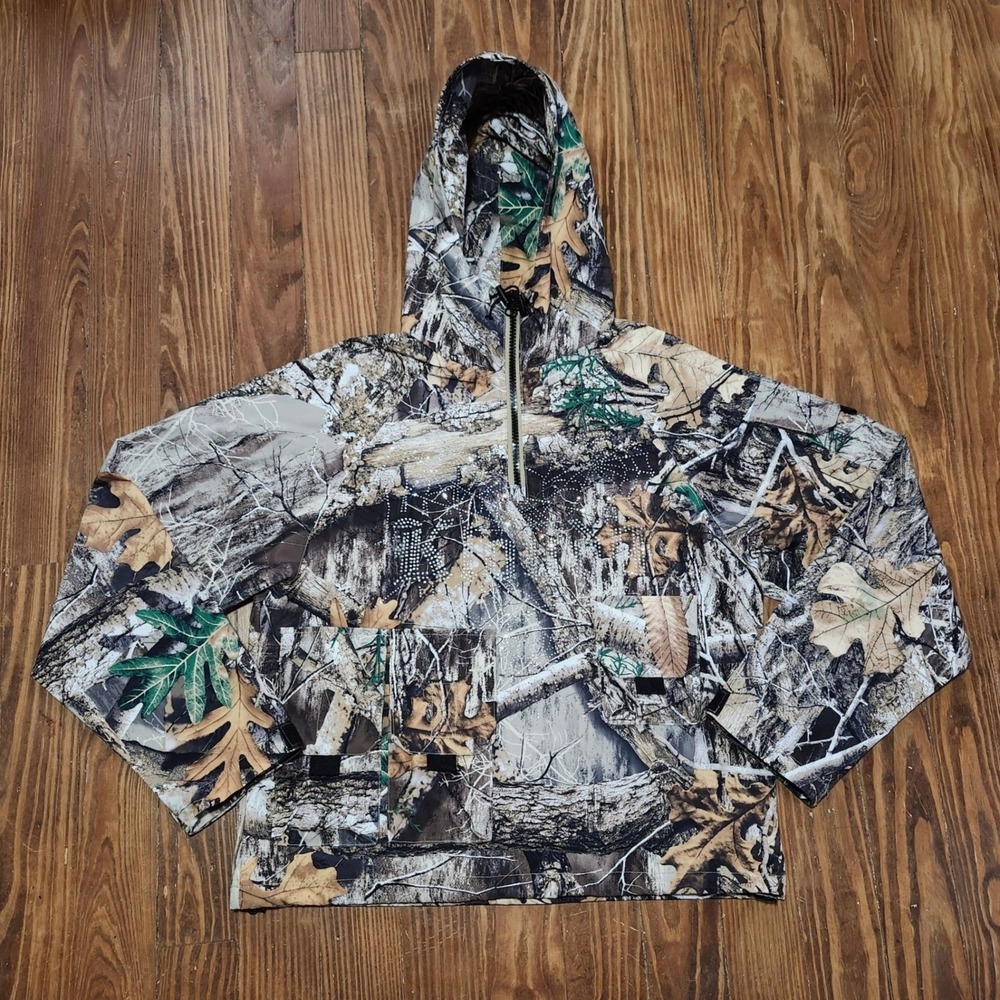 Kloud9‎ New York Utility Rhinestone Camo Windbreaker Adult Medium 1/4 Zip Hooded